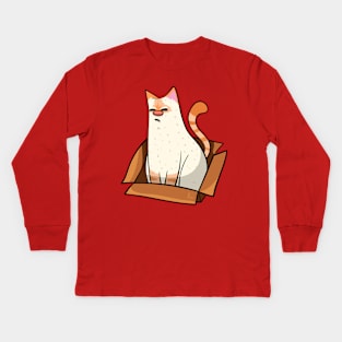 Red Point Siamese Cat in a Box Design Kids Long Sleeve T-Shirt